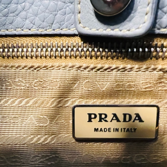 Prada Vintage Light Blue Leather Button Closure Shoulder Bag - Picture 8 of 16